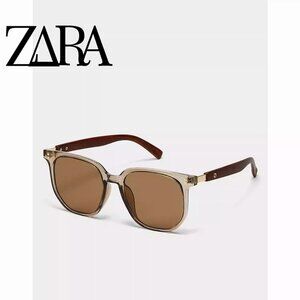 Retro Brown Large Frame Sunglasses Square Wood Grain Glasses Sunglasses